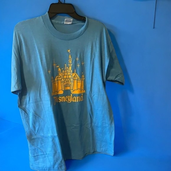 Disney Blue Tee with Gold Castle Design - Picture 1 of 6
